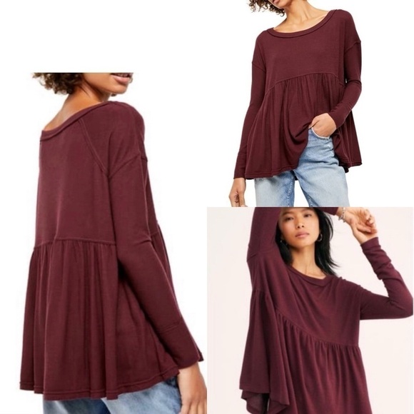 Free People “Forever Your Girl” Cobalt Blue Babydoll Top Size XS - Picture 2 of 13